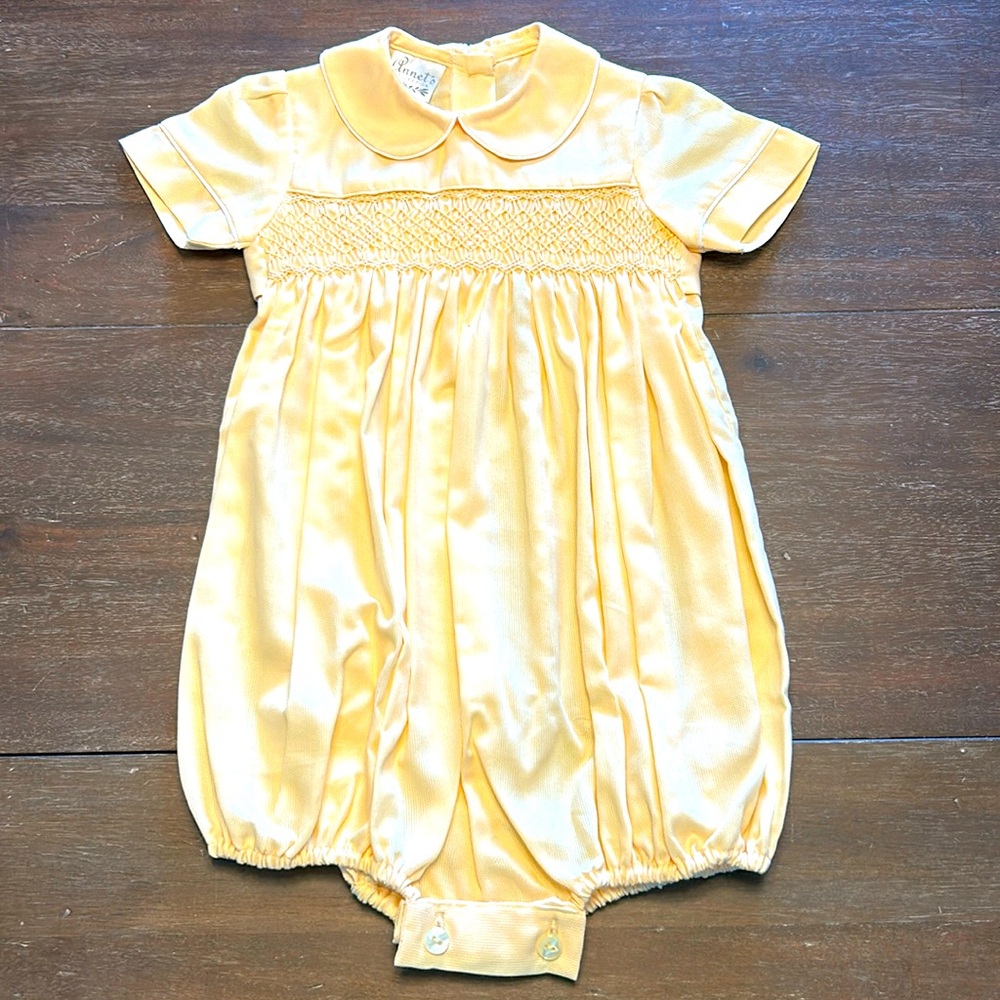 New Annet’s Collection Smocked Yellow One-Piece Romper
